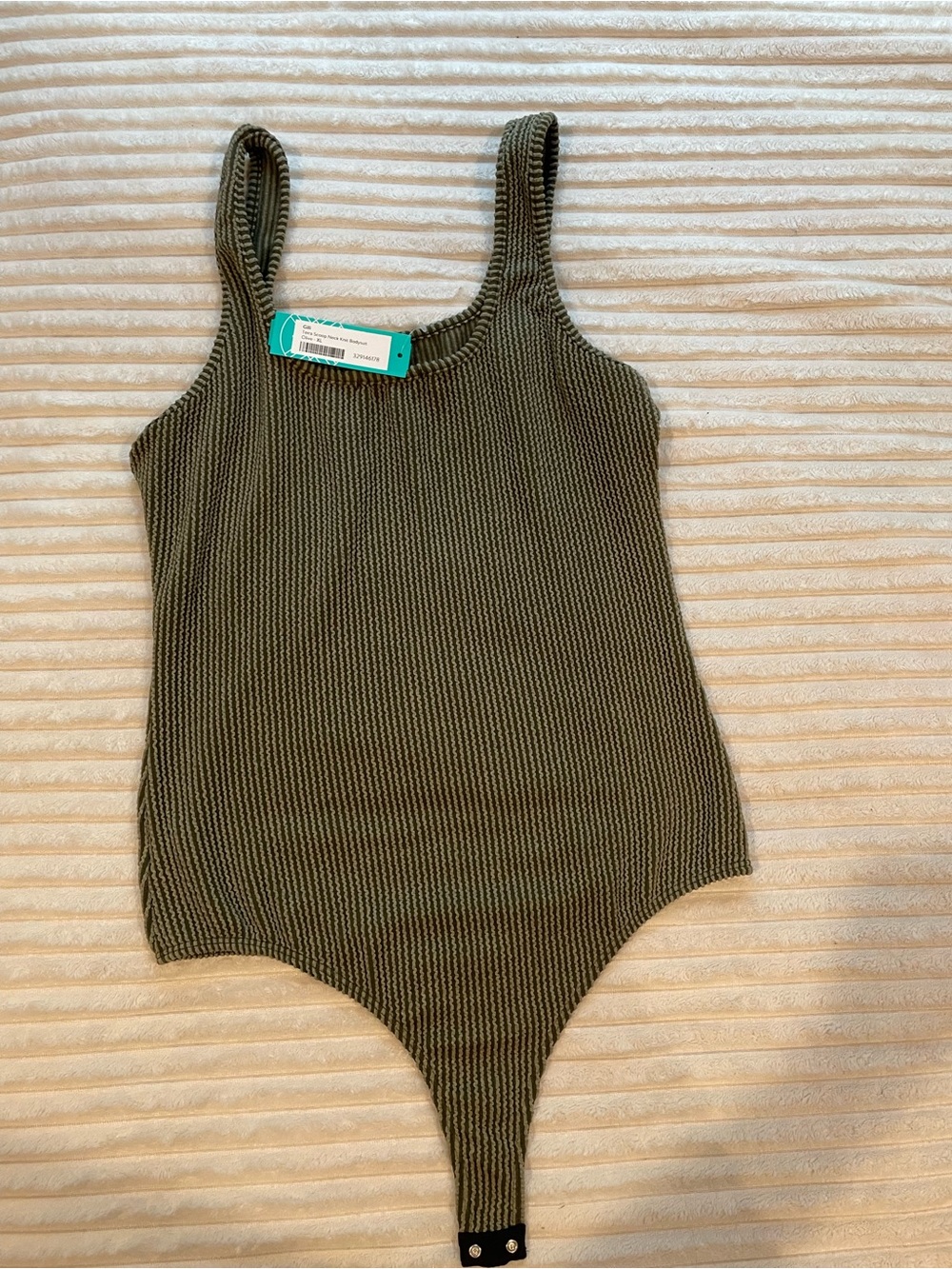 Gilli Olive Ribbed Tank Bodysuit - Picture 2 of 3